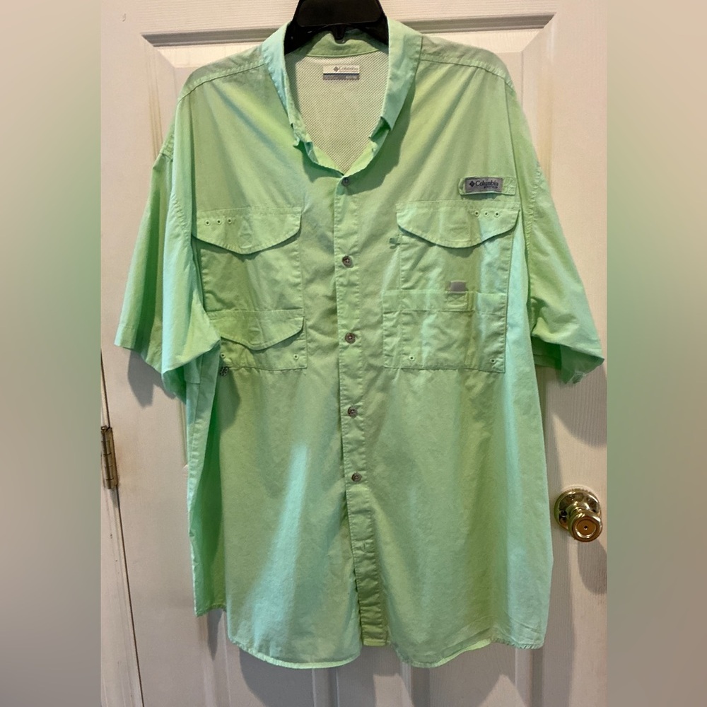 Columbia PFG Men’s Bahama II Lime Green Outdoor Fishing Shirt Lightweight XLT - Picture 2 of 9